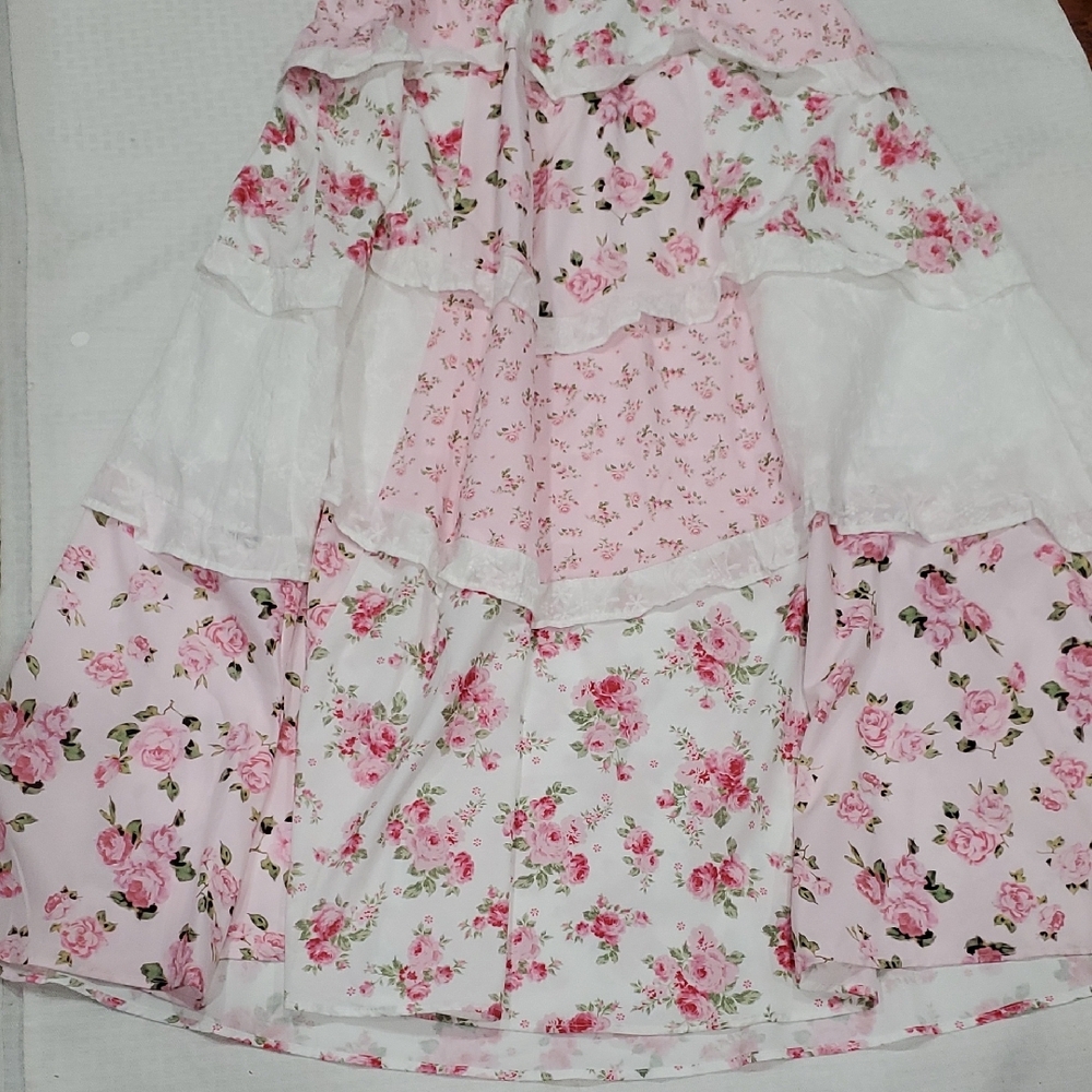 Ebossy Pink and White Barbiecor Floral Cottagecore  Halter Dress Size S - Picture 12 of 15